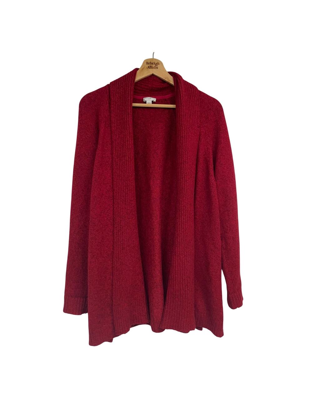 J. Jill Alpaca Blend Chunky Shawl Knit Open Cardigan SZ MEDIUM Red Thick EUC